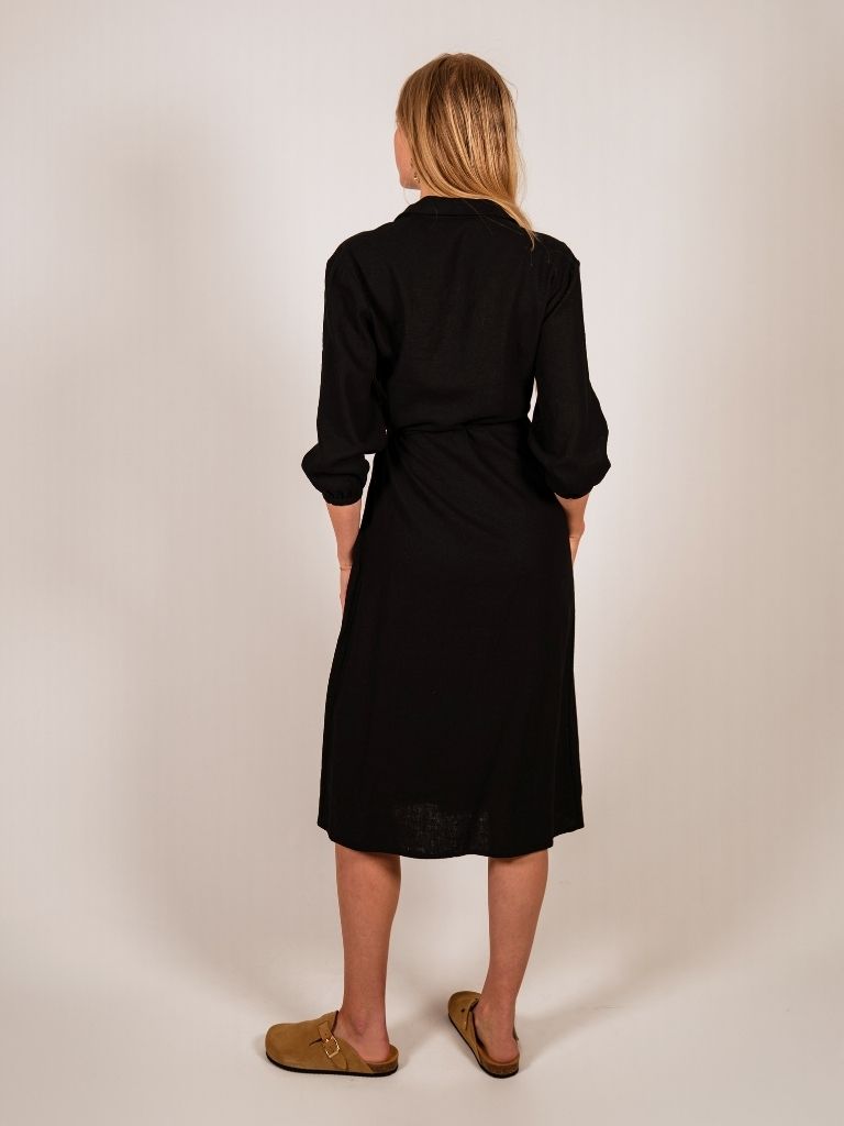 Jovene Ginia 3/4 Wrap Dress Black