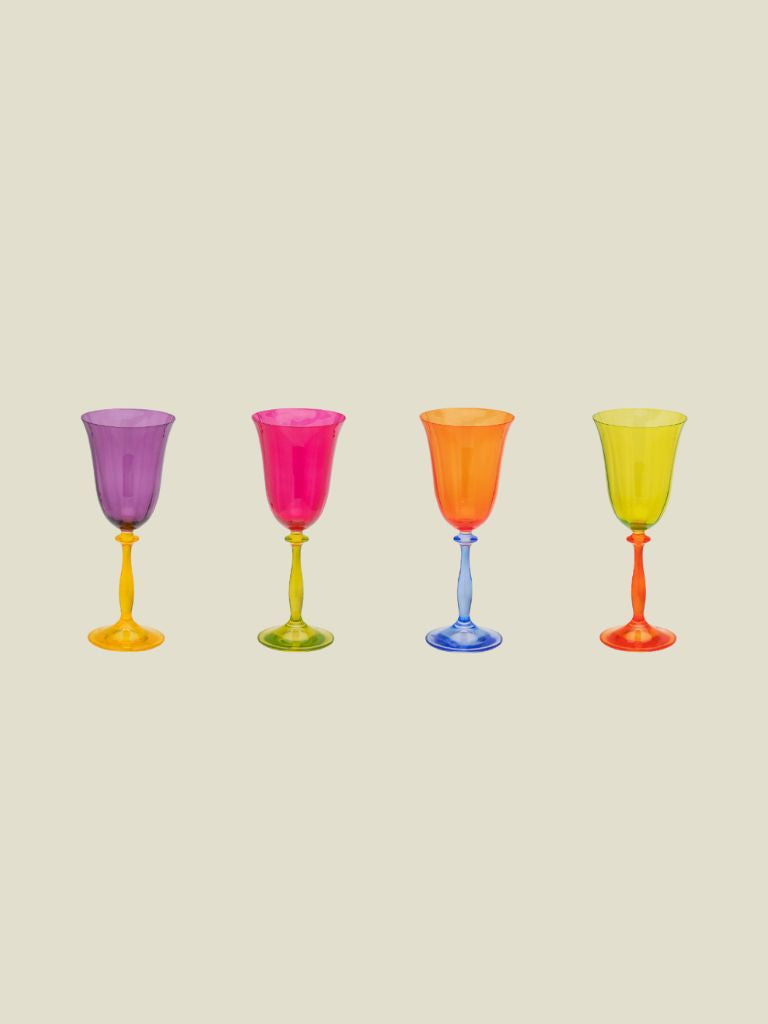 Multicoloured Wine Glass Set of 4