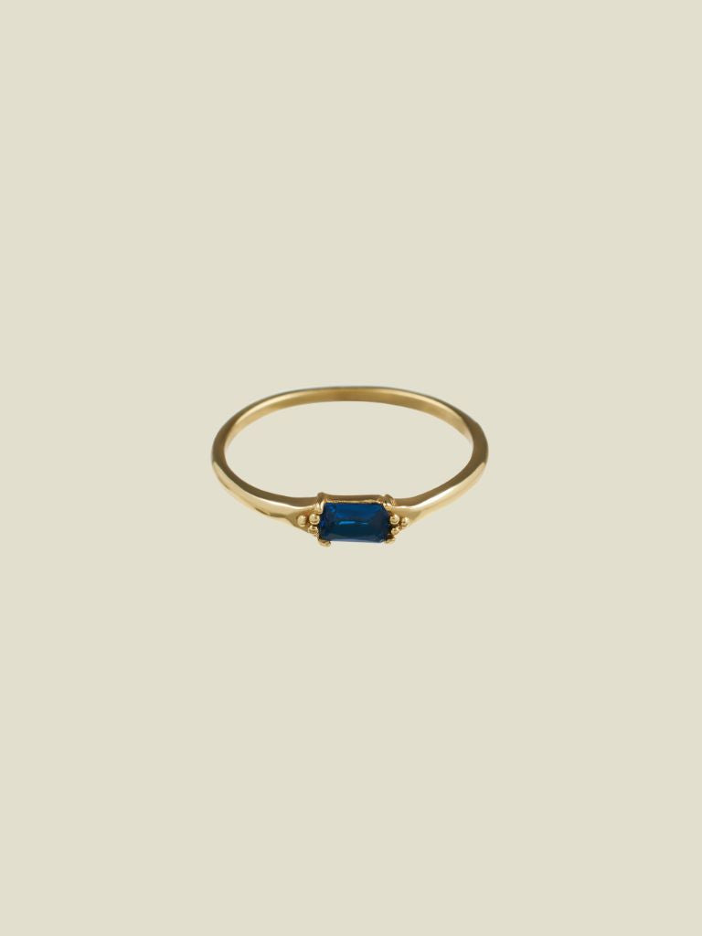 Ring Blue Baquette Gold