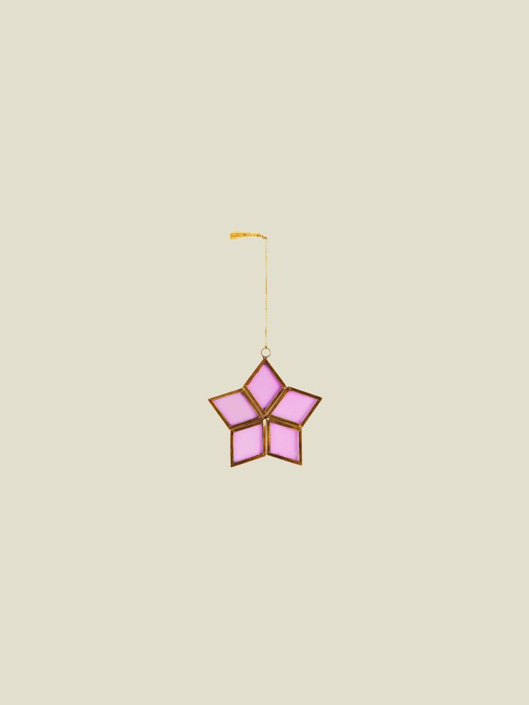 Hanging Glass Star Pink