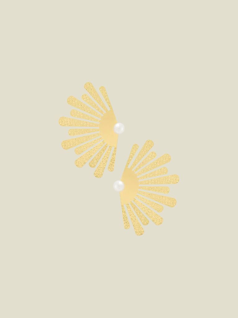 Funky Earrings (Set) Statement Half Flower Pearl