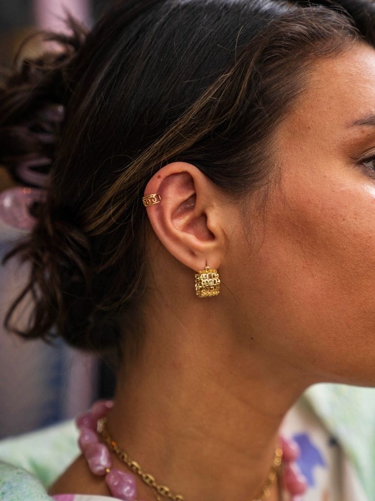 Hoop Earring Small French Lace Gold