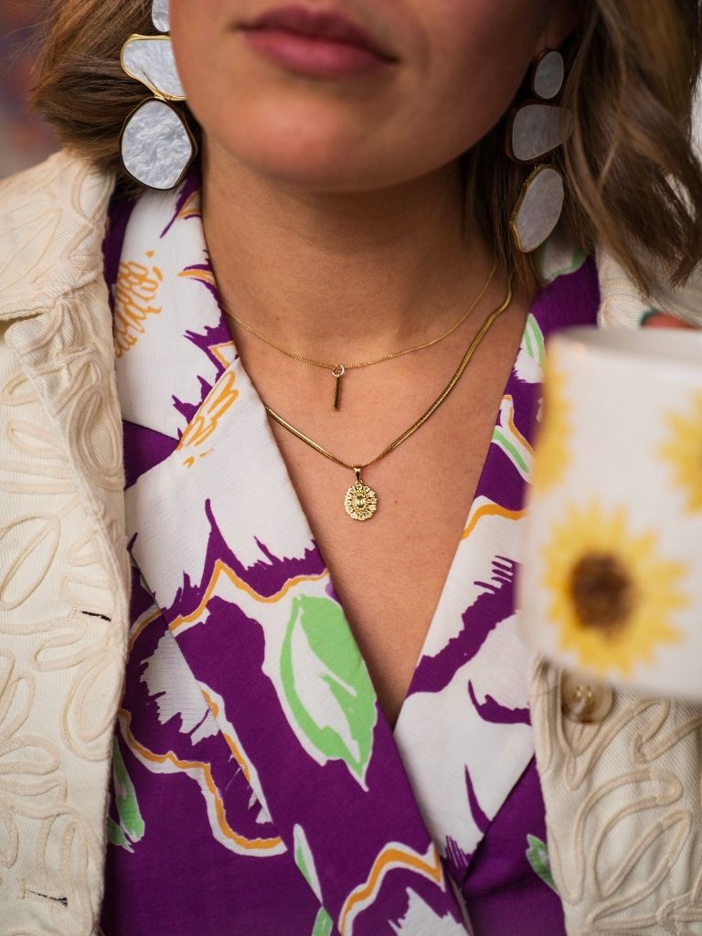 Pendant Coloured Stones Stripe Gold