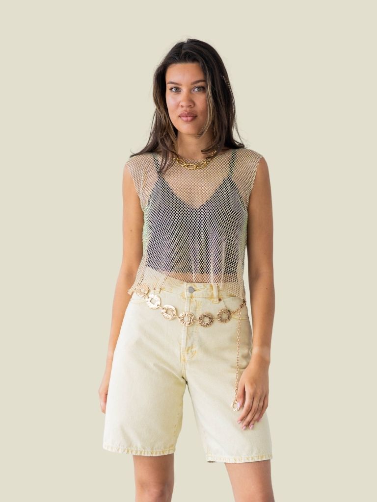 Top Willow Mesh Glitter Apricot
