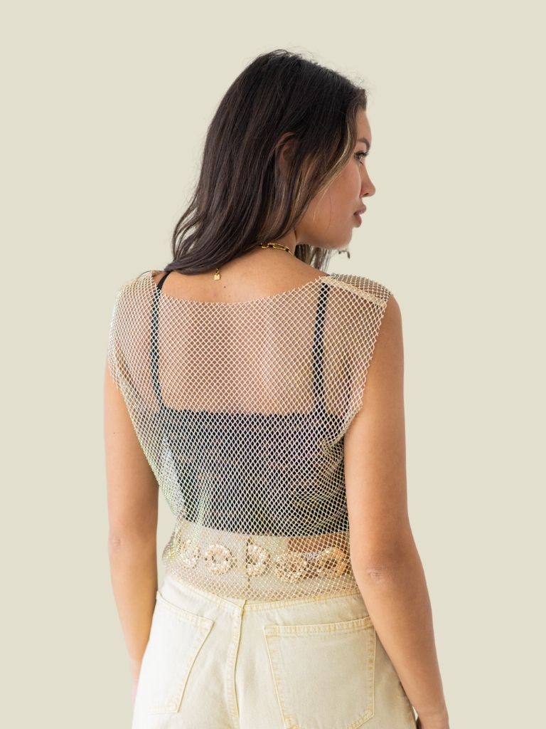 Top Willow Mesh Glitter Apricot