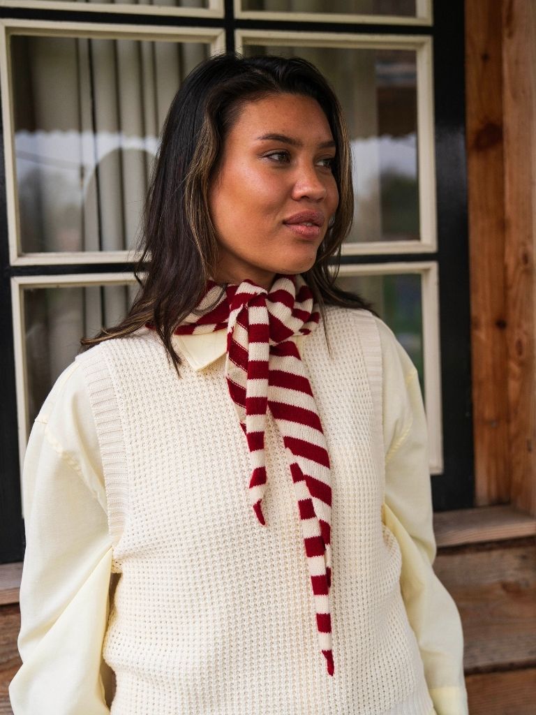 Scarf Valentina Wool Striped Red White