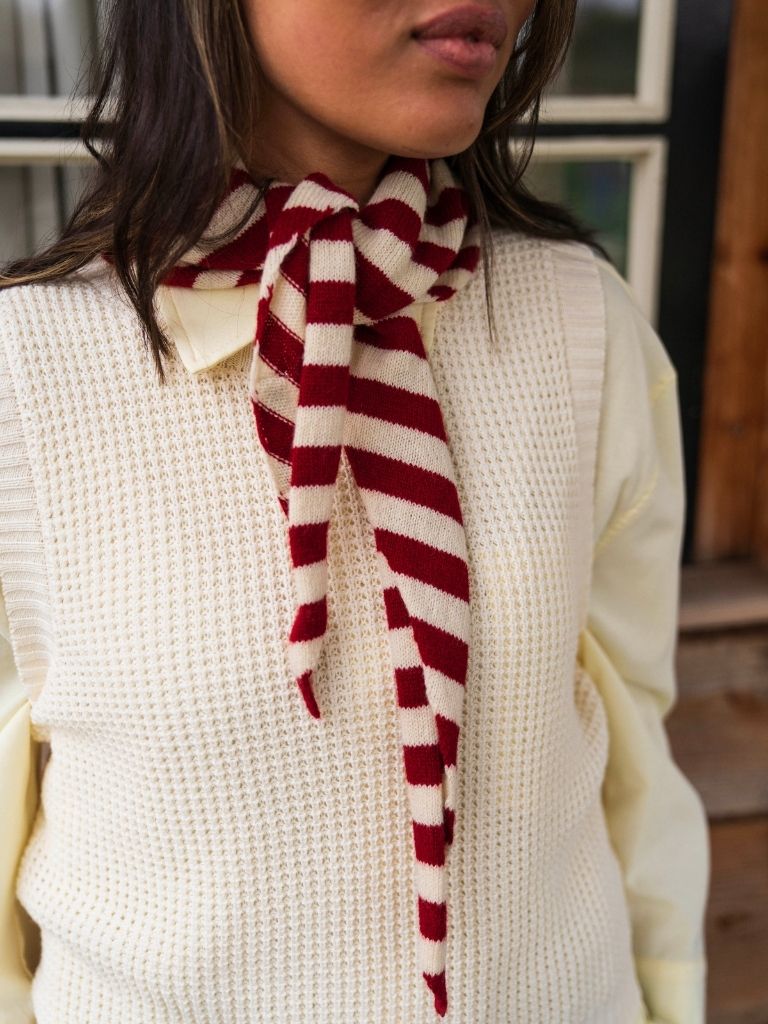 Scarf Valentina Wool Striped Red White