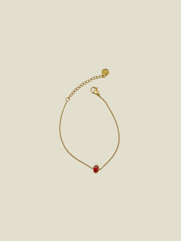 Bracelet Béné Oval Stone Gold Red