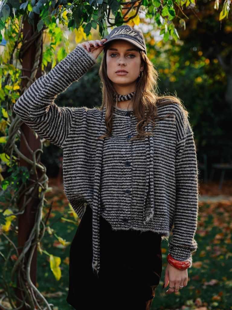 Cardigan Selena Striped Brown