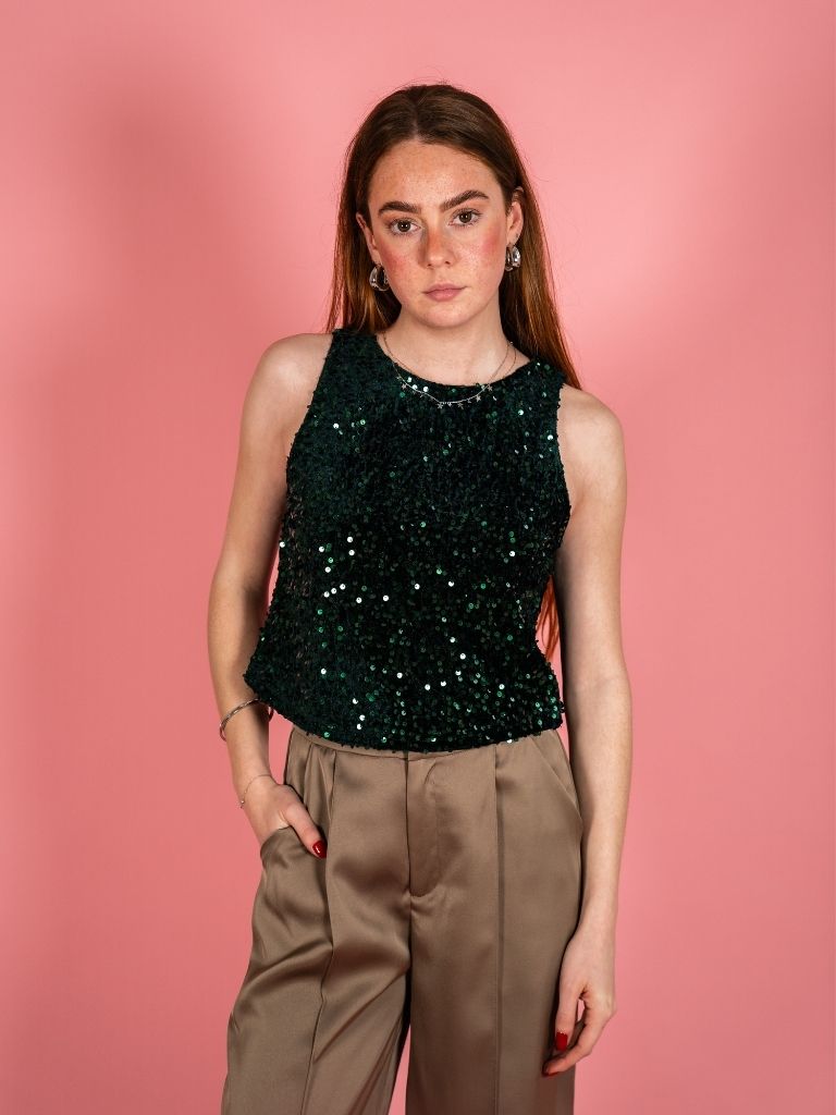 Top Boan Sequin Green