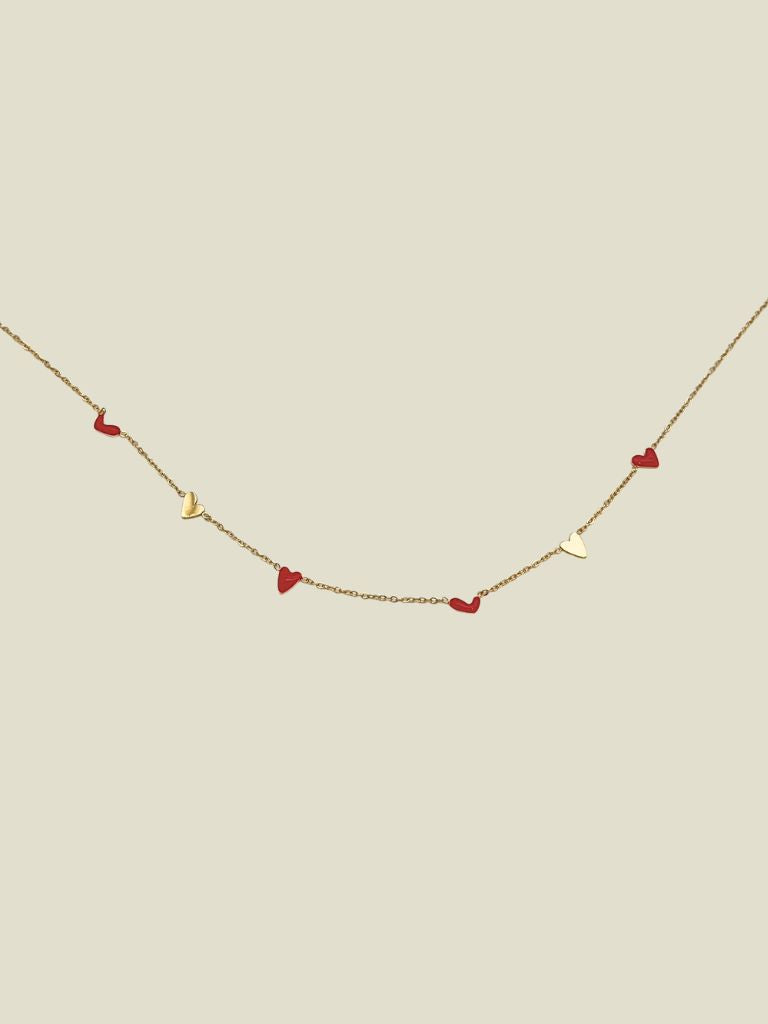 Necklace Tine Red Hearts