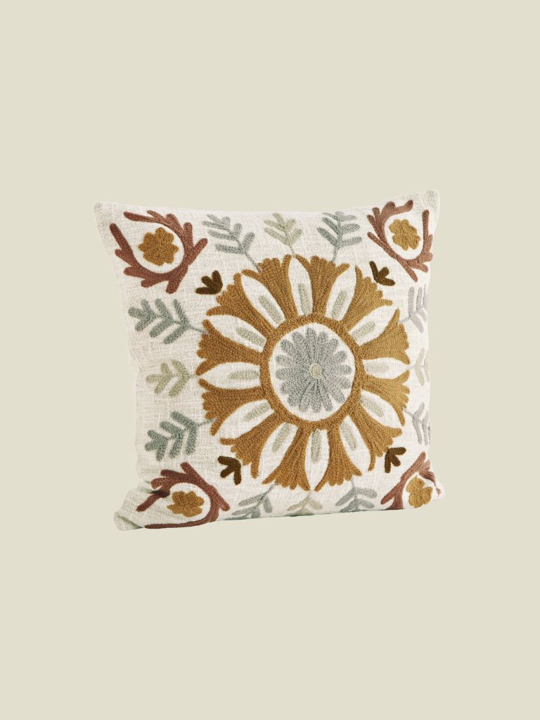 Cushion Cover Suzani Grey Brown Tobacco