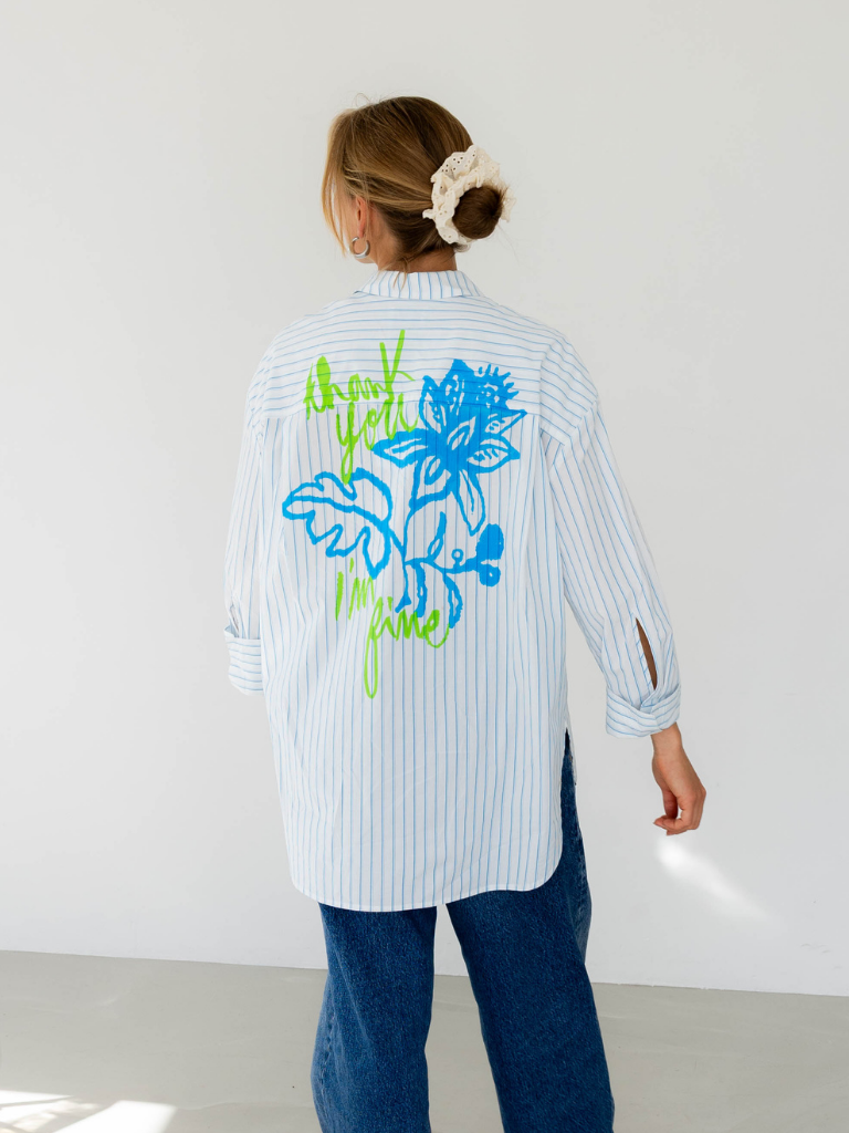 Blouse Surprised Blue Bright