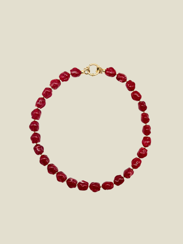 Necklace Resin Stones Red