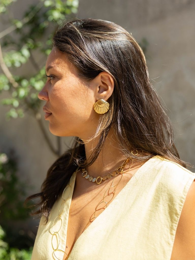 Funky Earrings (Set) Shell Gold