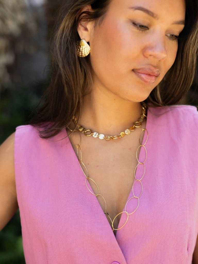Necklace Long Ovals Gold
