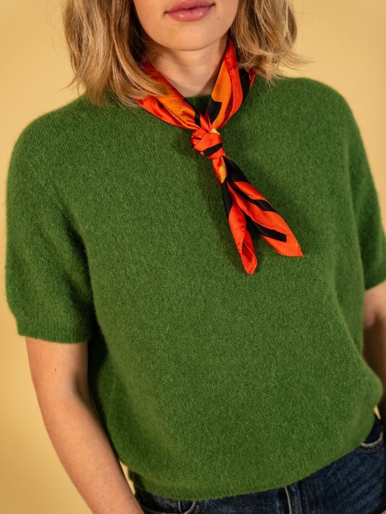 Scarf Valerie Black Orange Flower