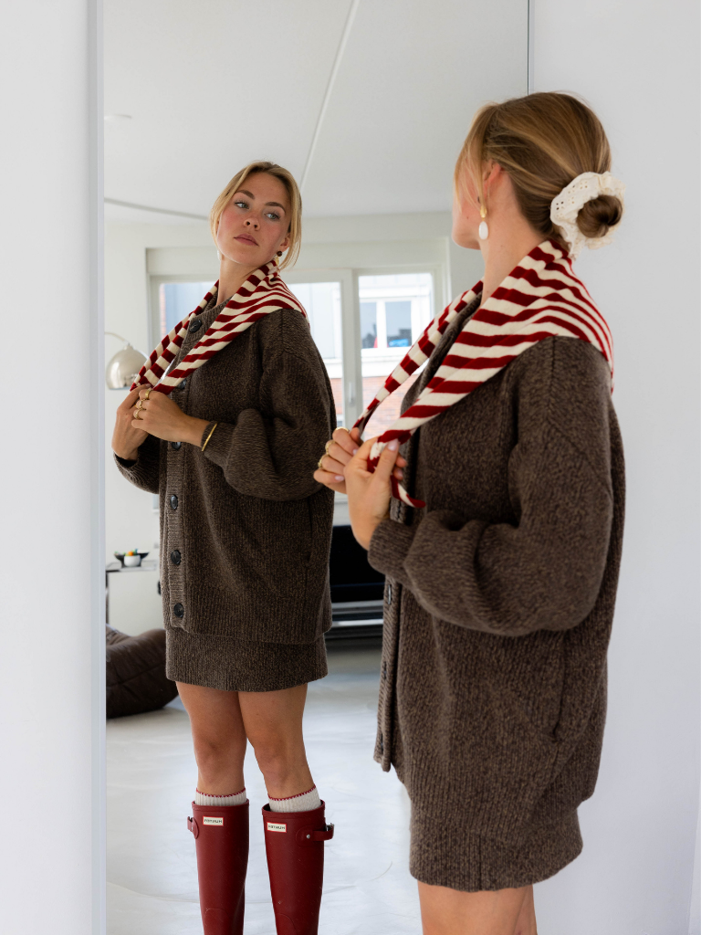 Scarf Valentina Wool Striped Red White