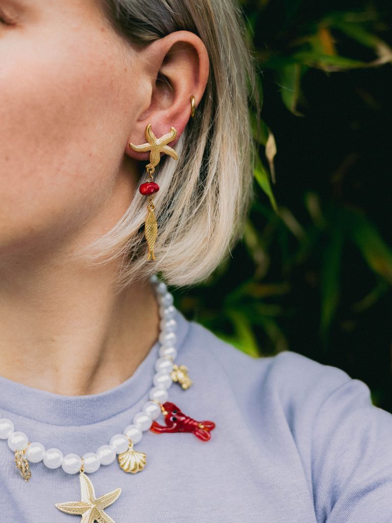 Funky Earrings (Set) Seastar Fish Gold