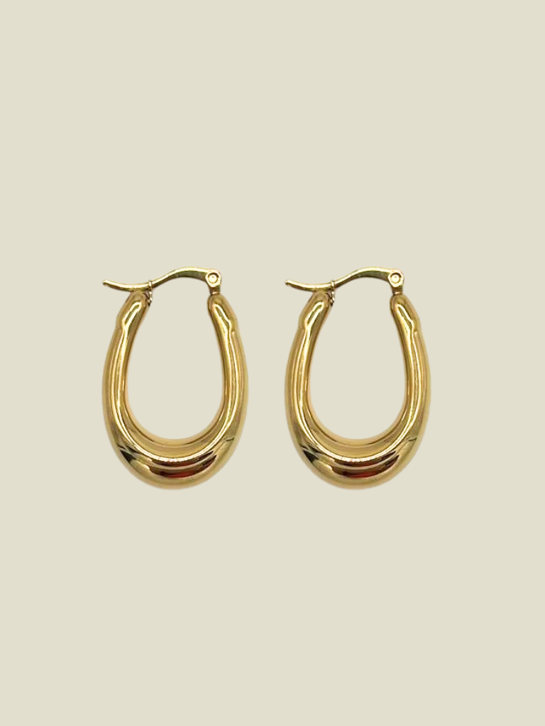 Funky Earrings (Set) Oval Shape Gold