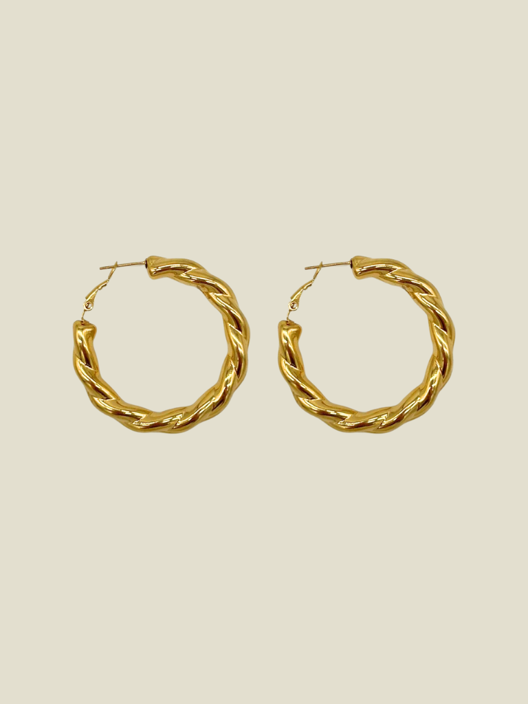 Funky Earrings (Set) Twisted Hoops Gold