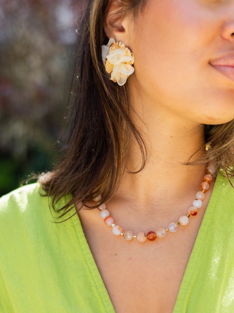 Funky Earrings (Set) White Flowers