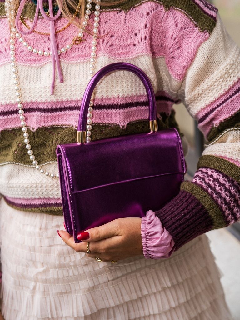 Hand Bag Shiny Purple