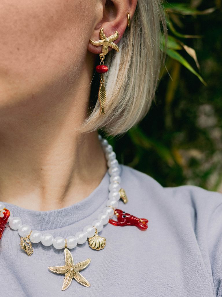 Necklace Lobsters Pearl Gold
