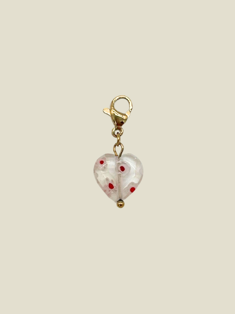 Pendant Pearl Heart Red Dots