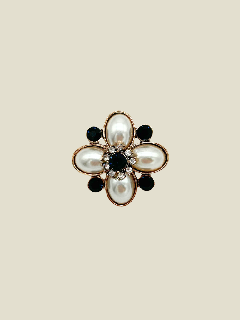 Broche Black Pearl Flower