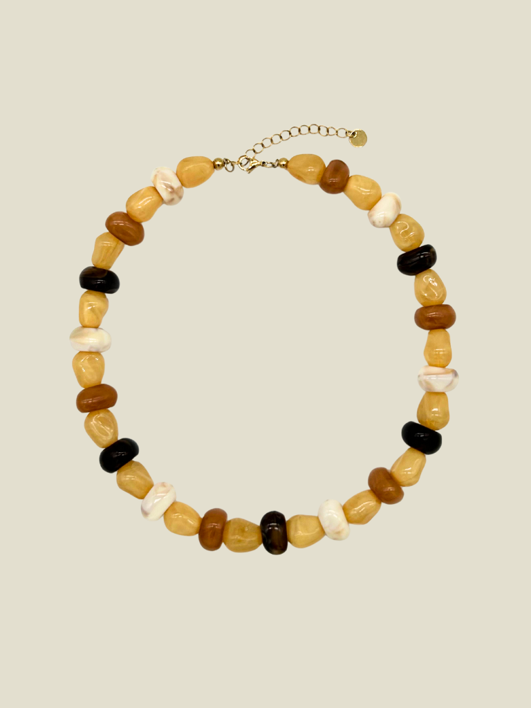 Necklace Beige Mixed Stones