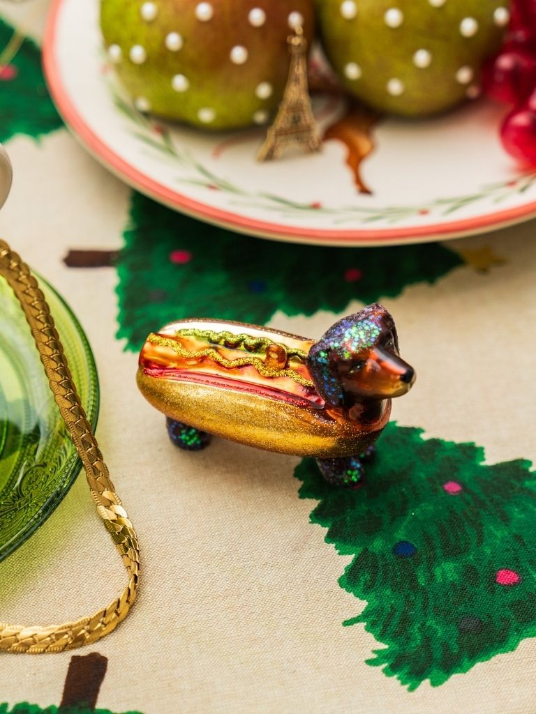 Glass Ornament Hotdog Dachshund