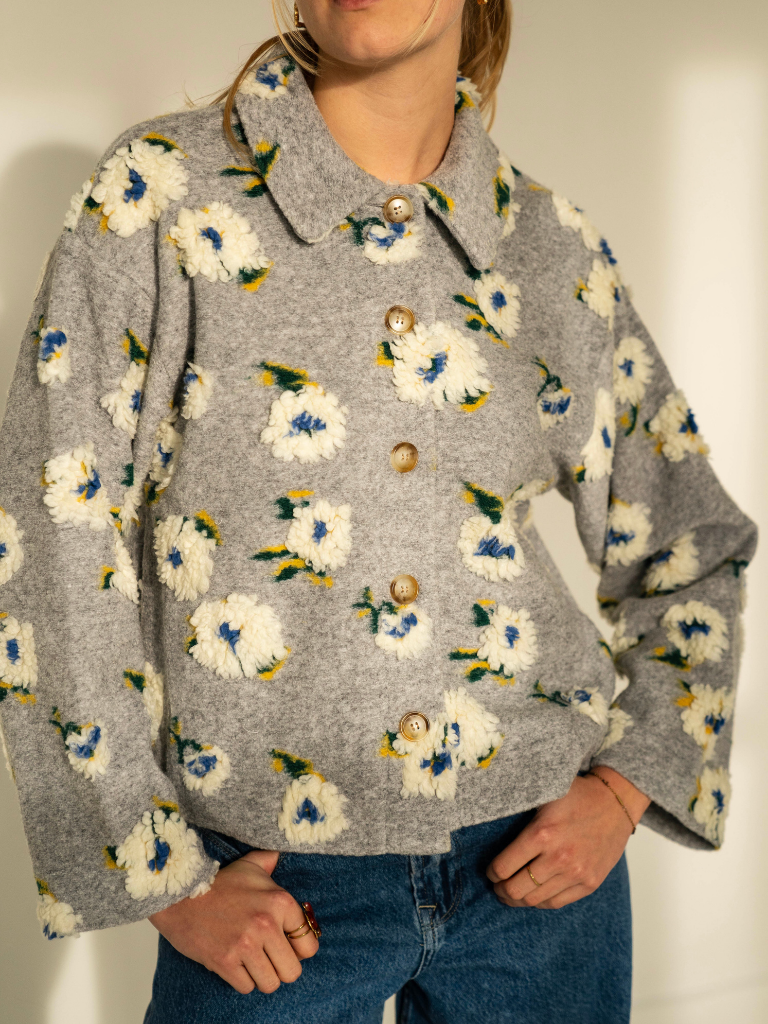 Jacket Diandra Gray Flowers