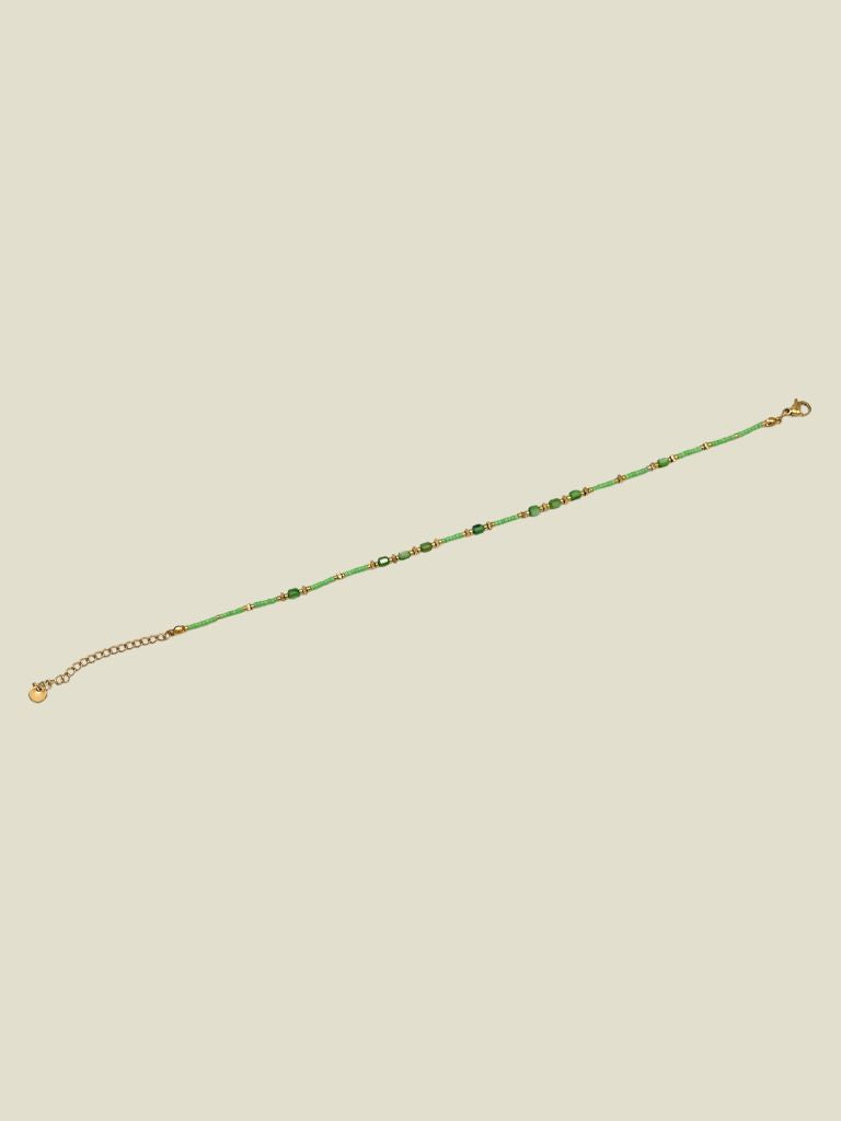 Anklet Green Beads Gold