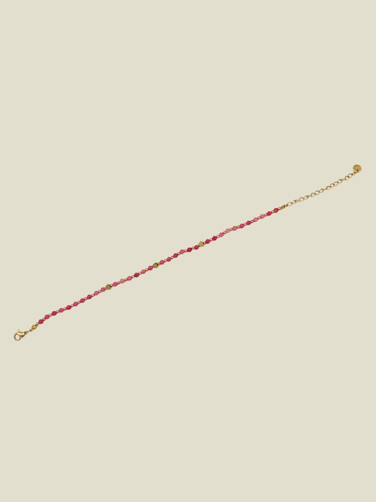Anklet Pink Beads Gold