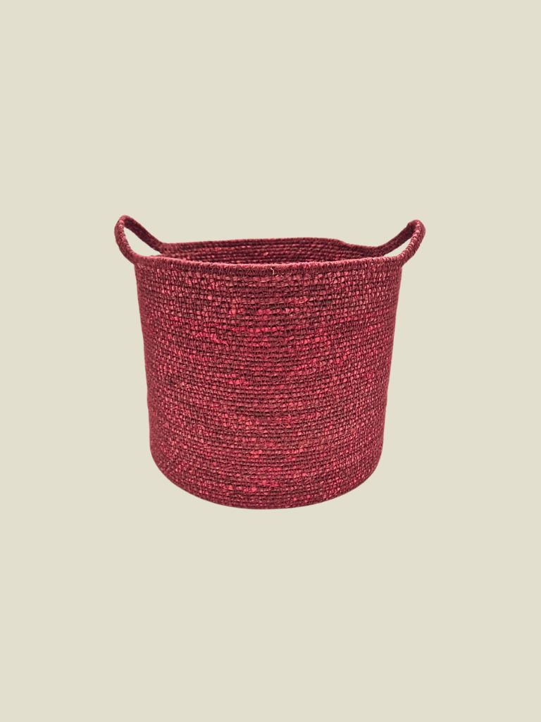 Seagrass baskets with handles Raspberry