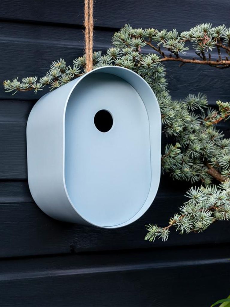 Birdhouse Oval Bamboo Blue