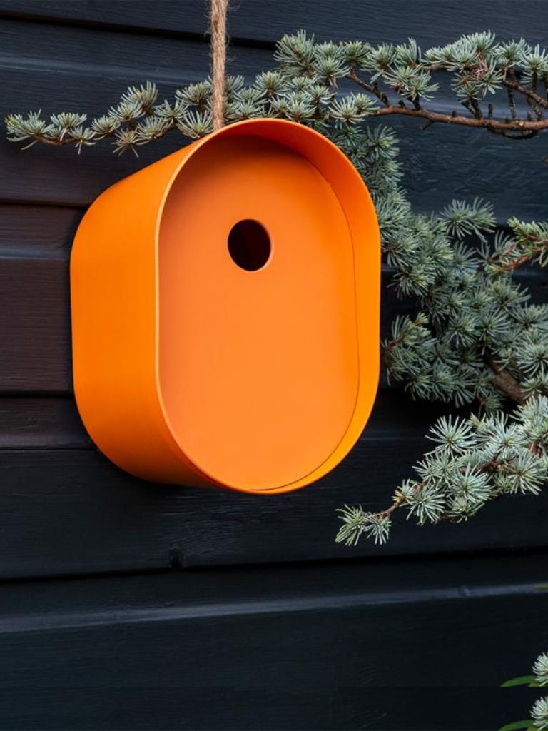 Birdhouse Oval Bamboo Orange