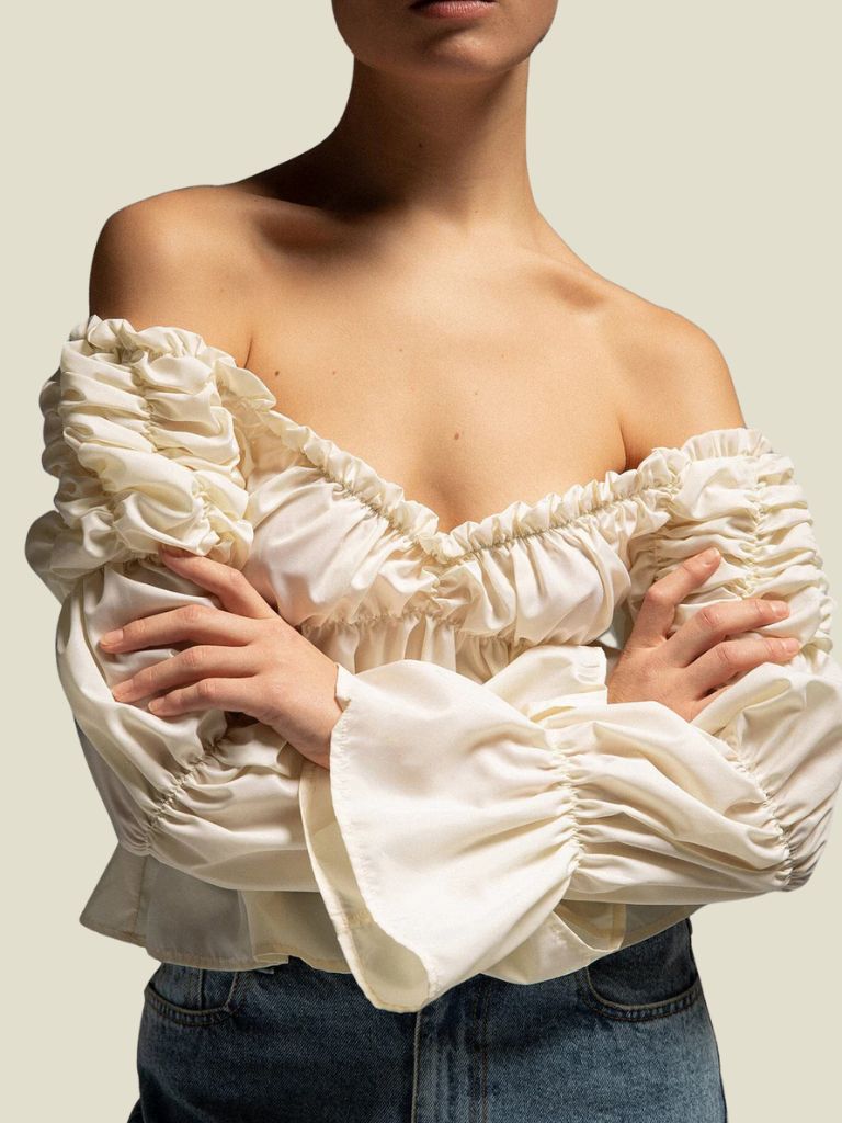 PRE-ORDER | Blouse Sadie Ruched Ecru