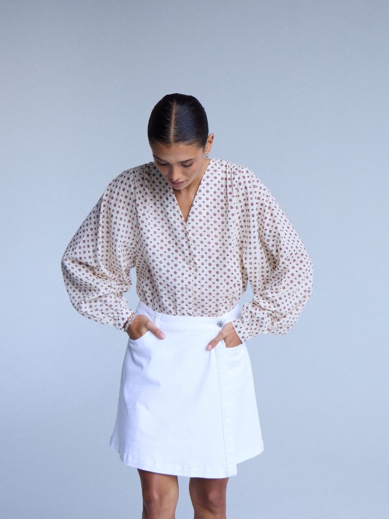 Blouse Ursula Fired Brick Flower