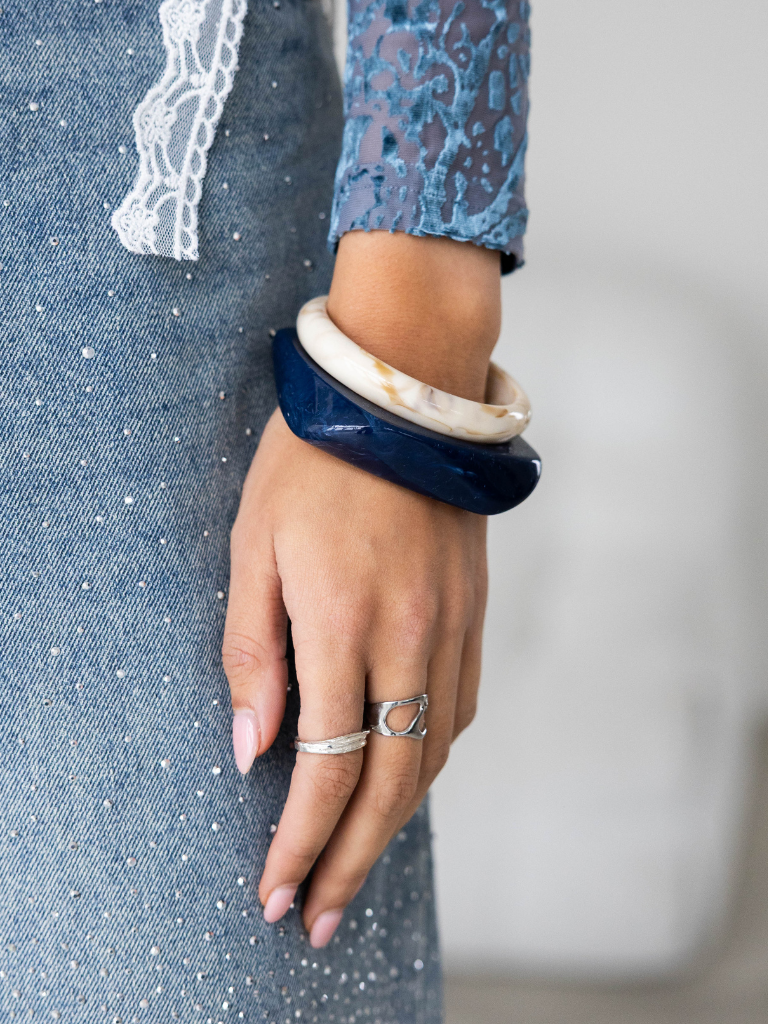 Bracelet Bangle Big Resin Dark Blue