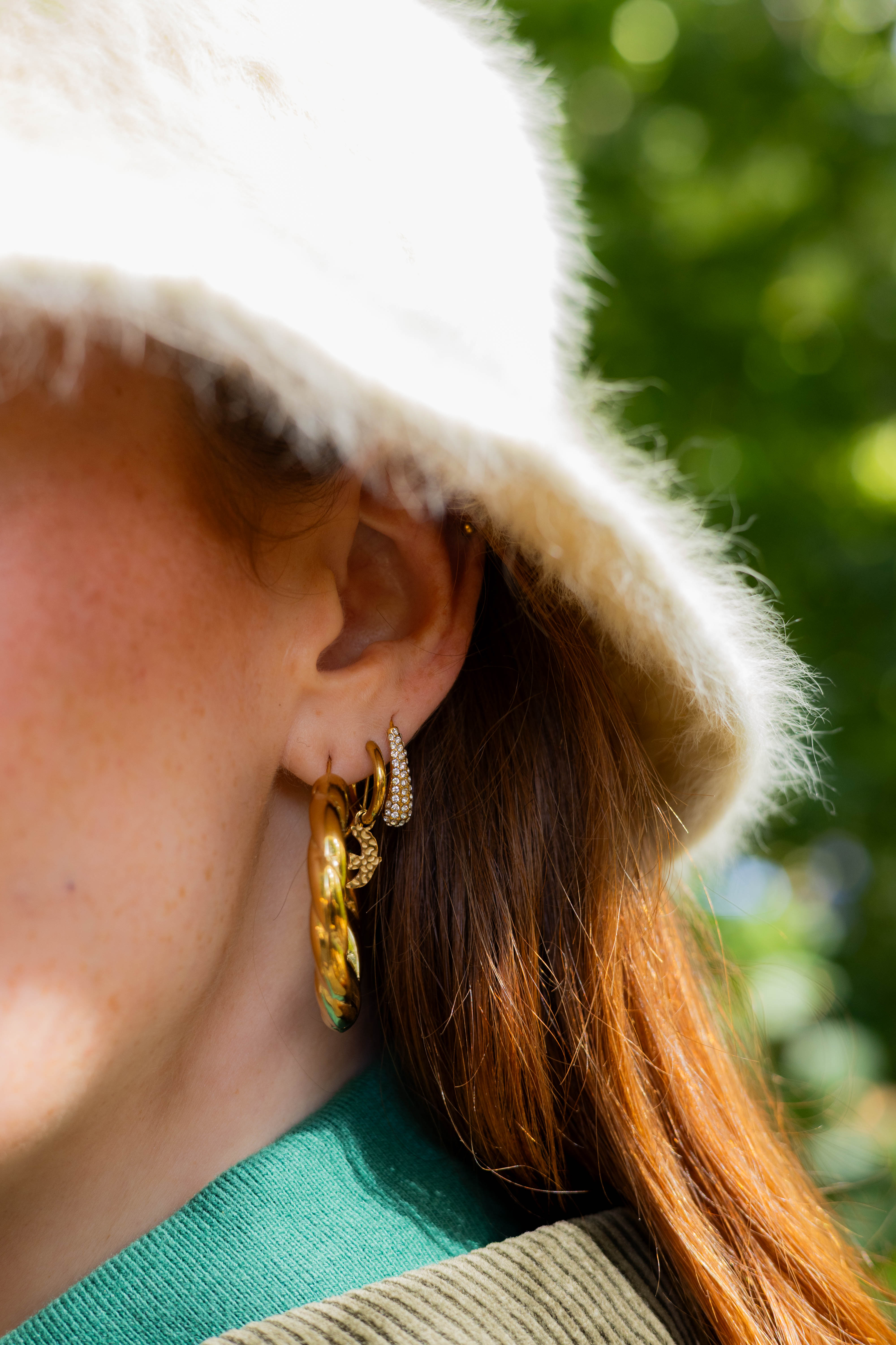 Funky Earrings (Set) Twisted Hoops Gold