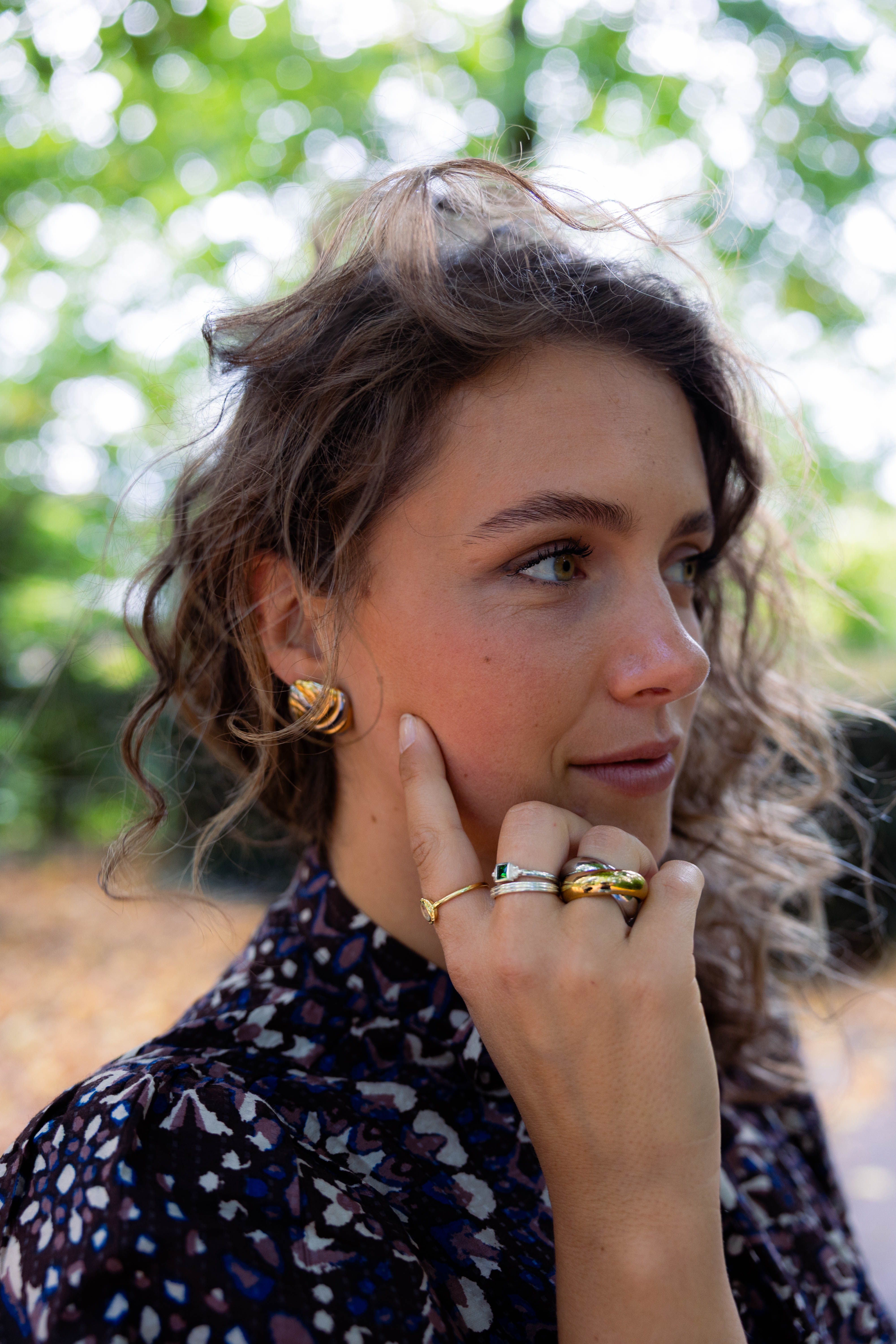 Funky Earrings (Set) Square Ropes Gold