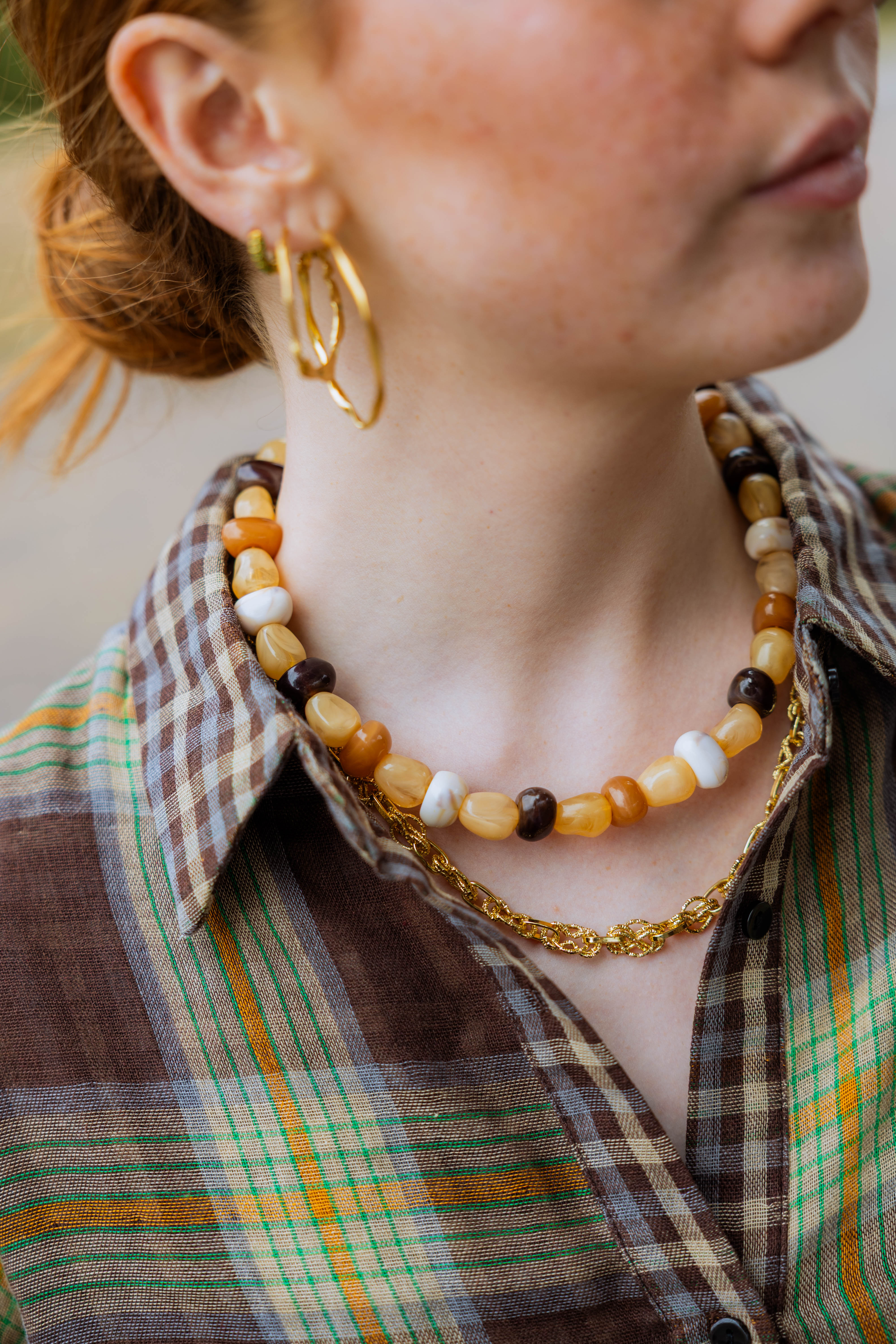 Necklace Beige Mixed Stones