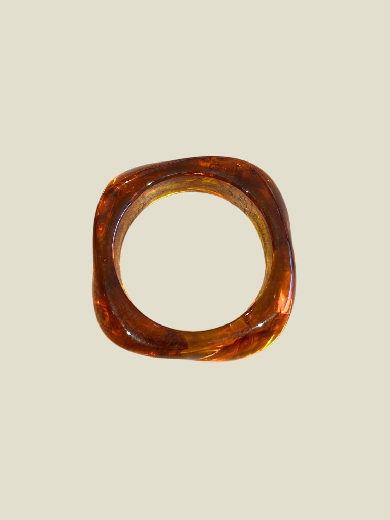 Bracelet Bangle Big Resin Brown Clear