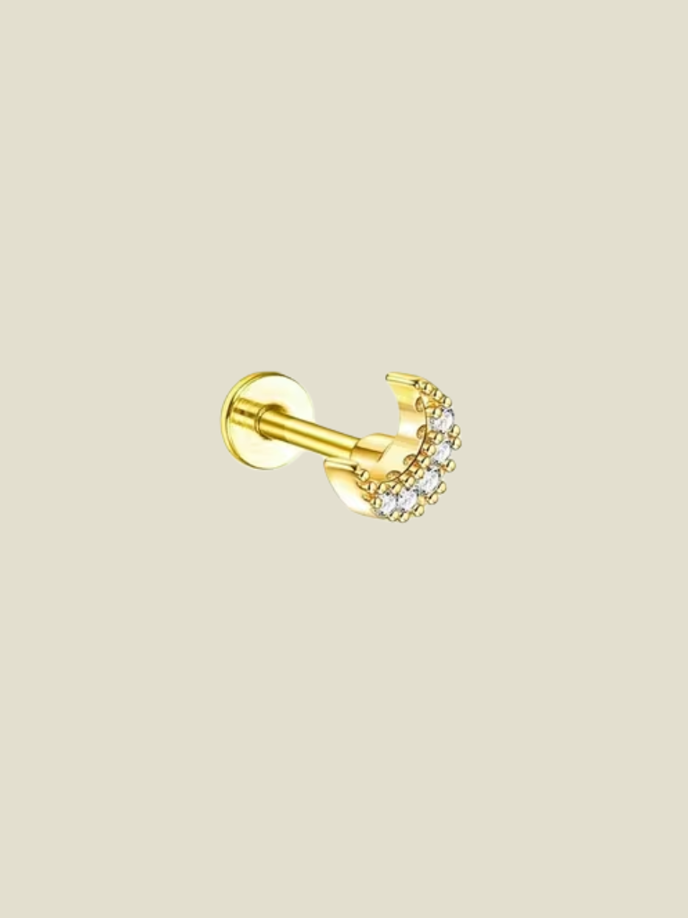 Piercing Zircon Moon Gold