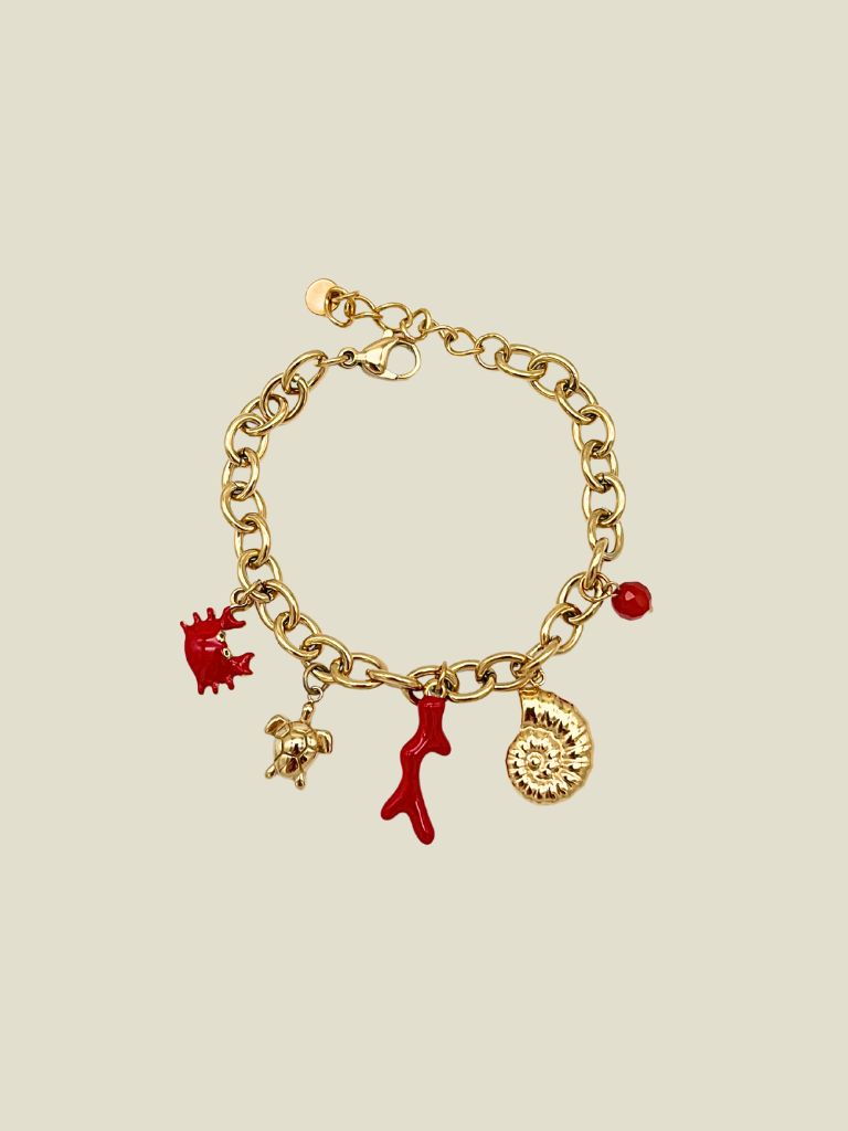 Bracelet Red Coral Gold