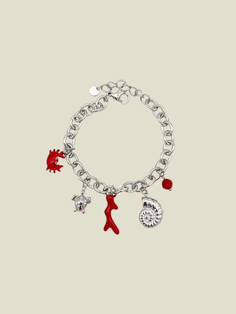 Bracelet Red Coral Silver