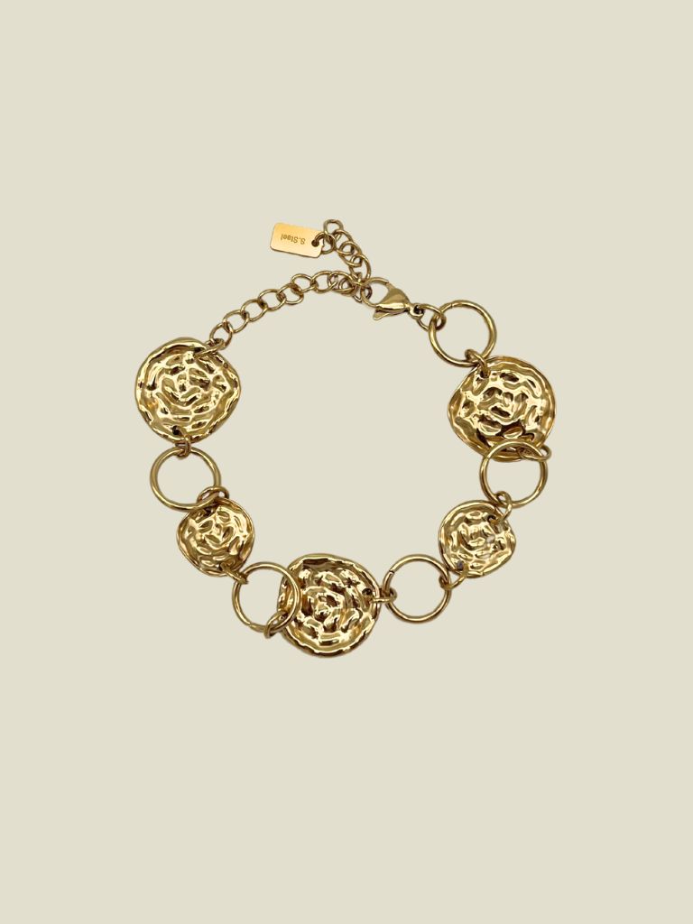 Bracelet Stamped Circles Gold