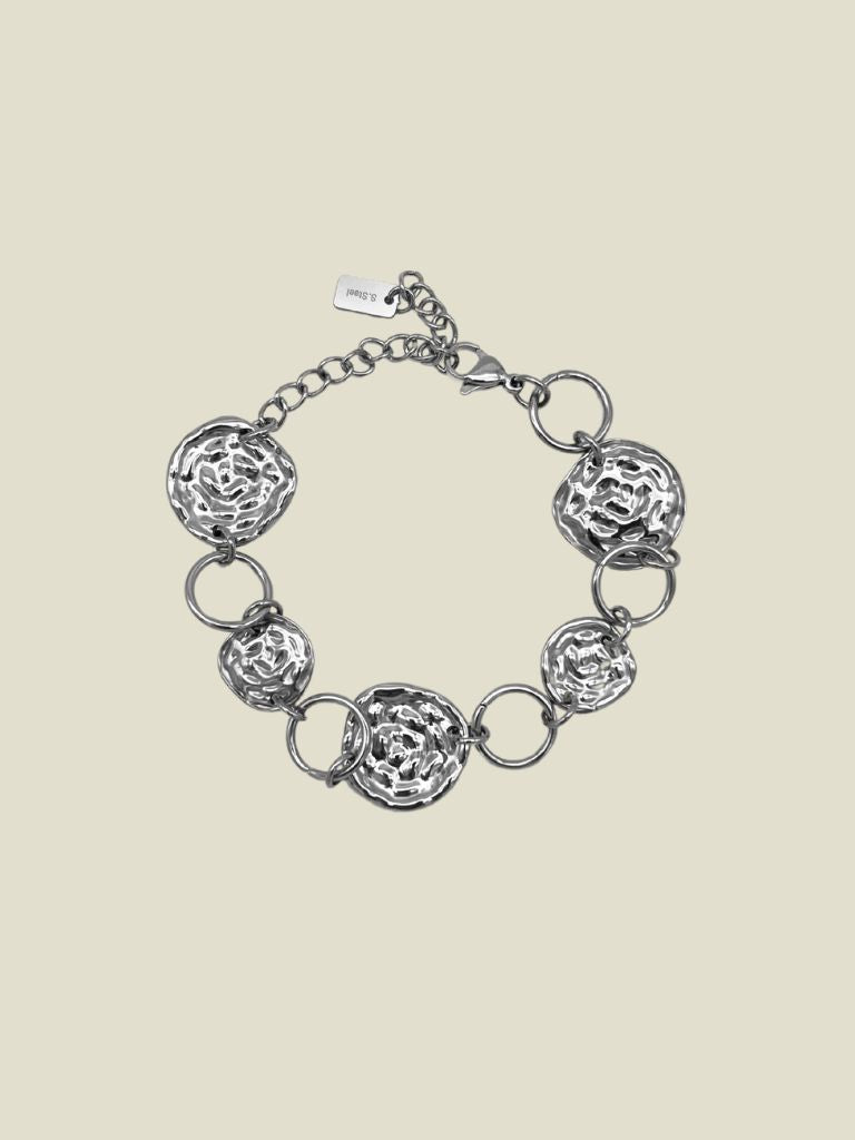 Bracelet Stamped Circles Silver